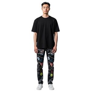 Waimea Men’s Black StretchSkinny Fit Graffiti Jeans 34x30 Pants